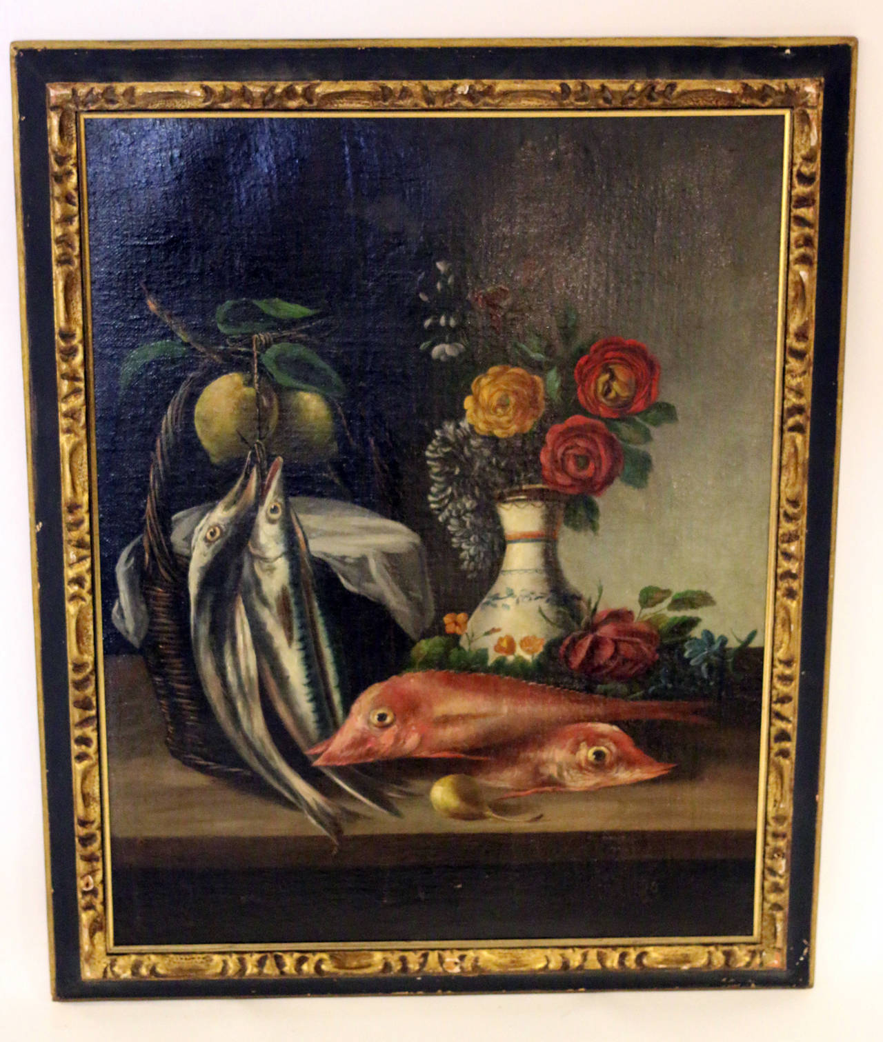 19th Century Pair of Still Life Oil on Canvas Paintings In Excellent Condition In Savannah, GA