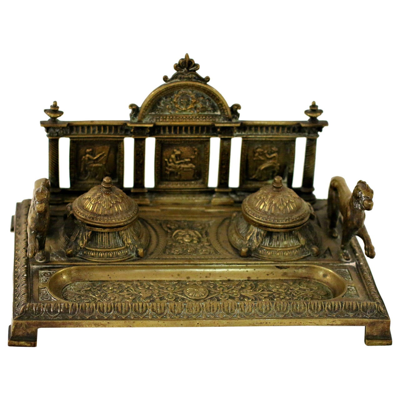 19th Century Neoclassical Brass Inkwell at 1stDibs