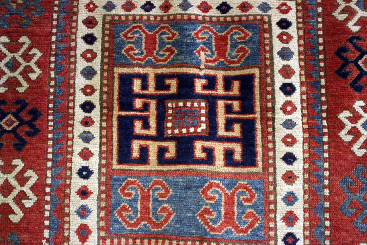 Hand-Knotted Antique Caucasian Kazak Rug