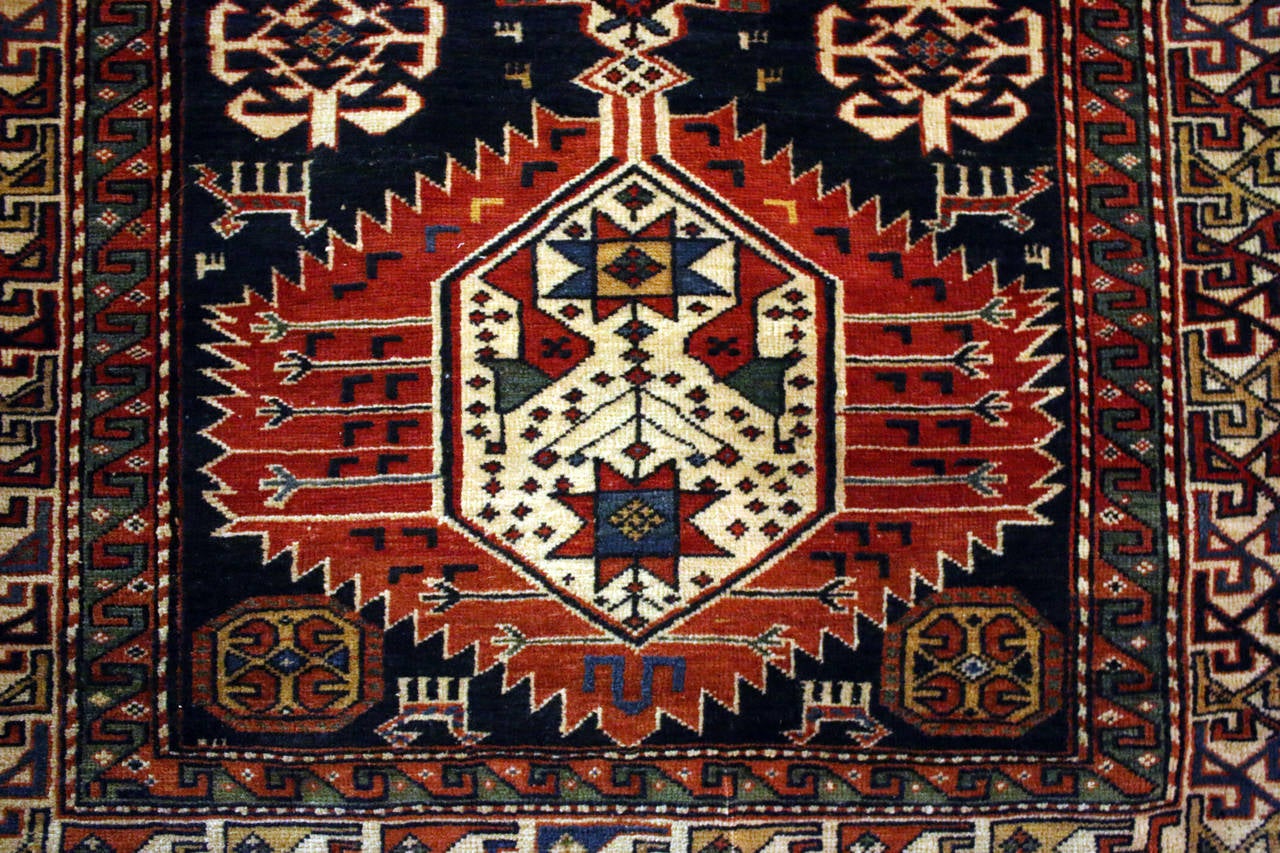 Kazakhstani Antique Caucasian Shirvan Carpet For Sale