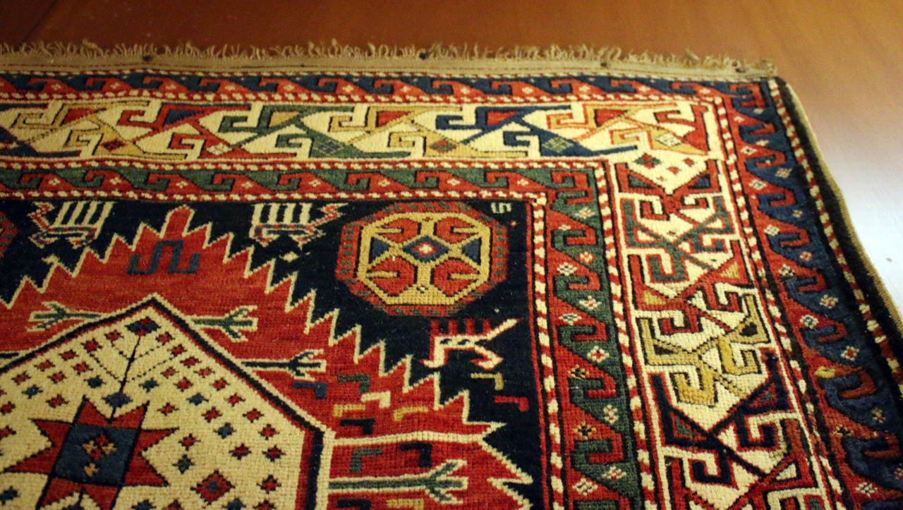 Wool Antique Caucasian Shirvan Carpet For Sale