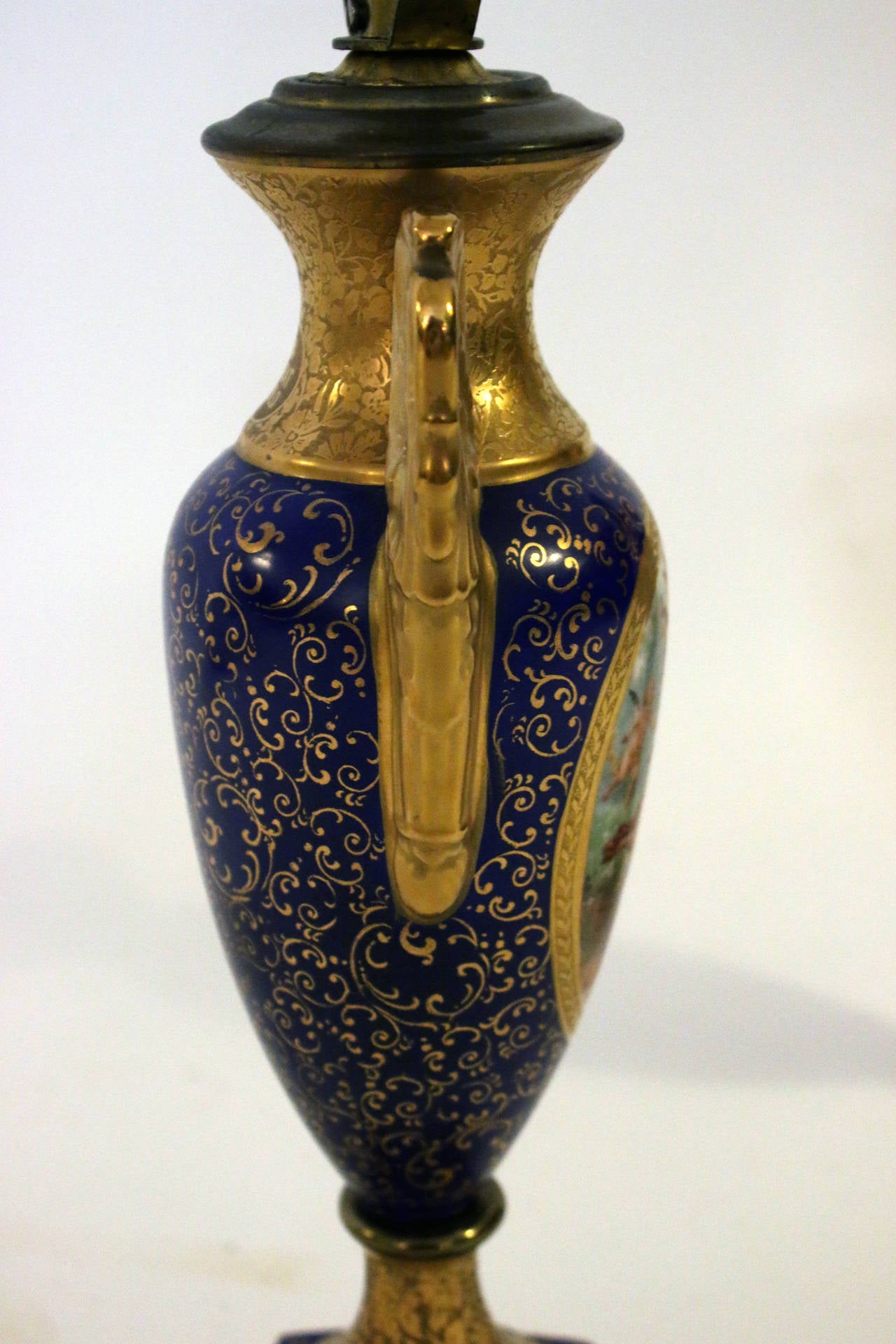 20th Century Sèvres Style Louis XVI Porcelain Lamp, Pair