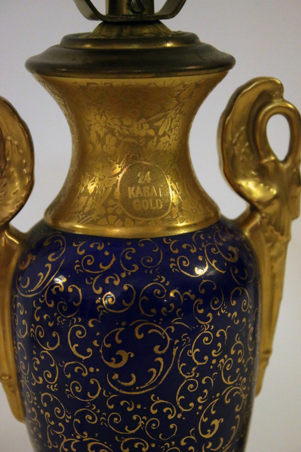 Bronze Sèvres Style Louis XVI Porcelain Lamp, Pair