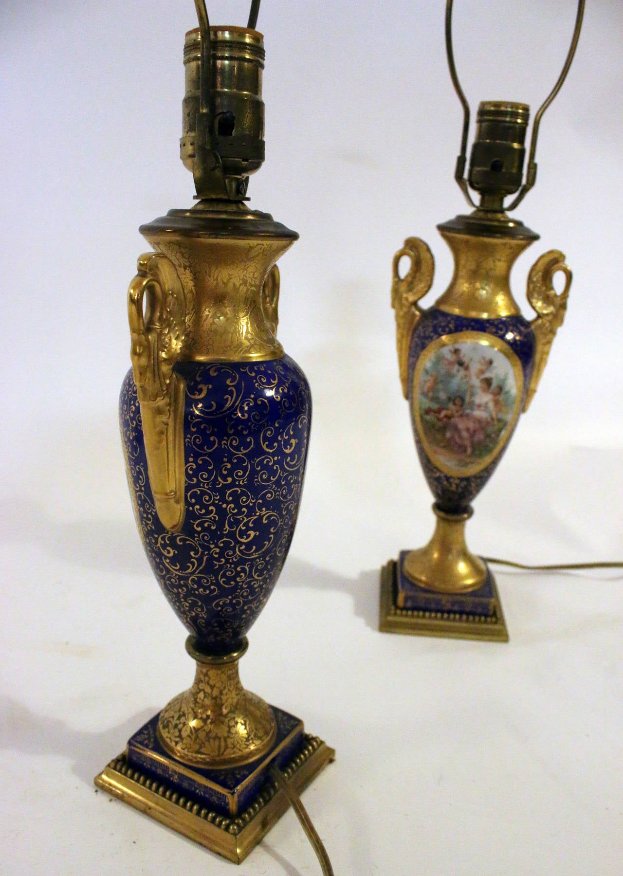 Sèvres Style Louis XVI Porcelain Lamp, Pair 3