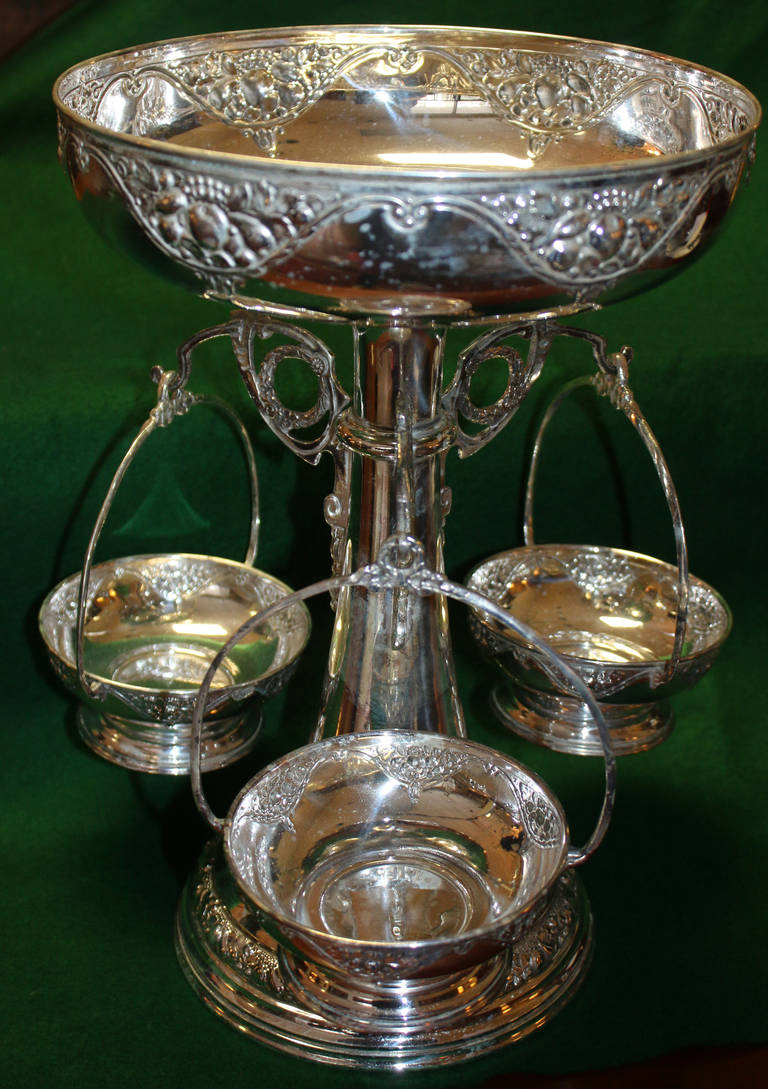 Austrian 20th Century Silver Plate Epergne by Pedro Bignoli