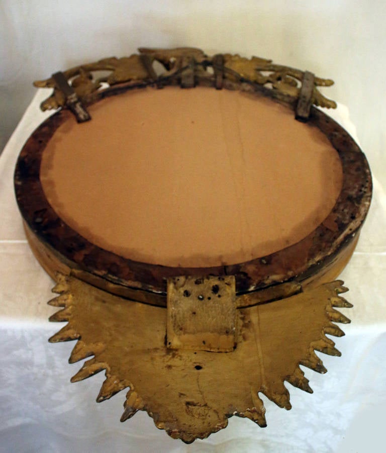 19th century American Bull's Eye Convex Giltwood Mirror with Eagle 2