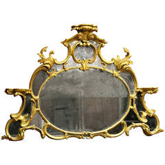 English Chippendale Gilt Overmantle Mirror 4