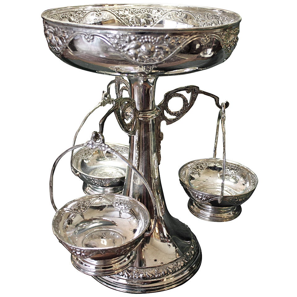 20th Century Silver Plate Epergne by Pedro Bignoli