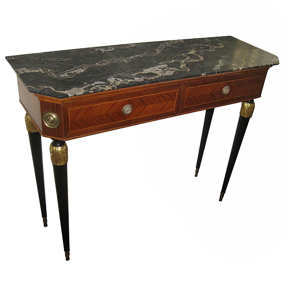 20th century Italian Mahogany and Inlaid Kingswood Console Table For Sale