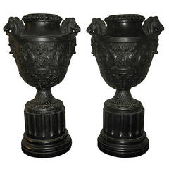 Antique 19th Century English Neoclassic Jasperware Basalt Urns