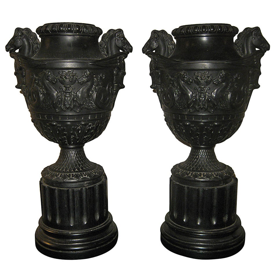 19th Century English Neoclassic Jasperware Basalt Urns