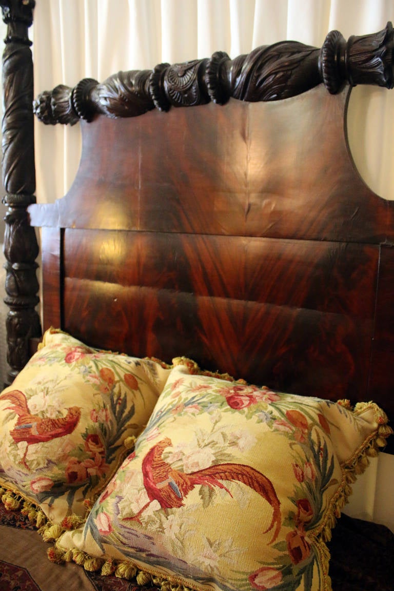 19th Century 19th century Carved Mahogany American Empire Tester Bed