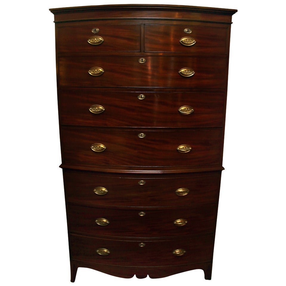 18th century Mahogany Hepplewhite Chest on Chest For Sale