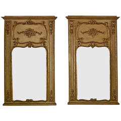 Pair of 19th Century Gilded Wood French Trumeau Mirror 2