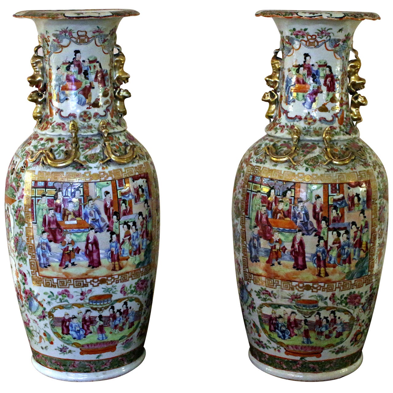 19th Century Chinese Export Temple Vases in Monumental Size