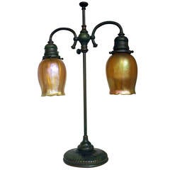 Tiffany Studios New York Bronze Double Student Lamp 6