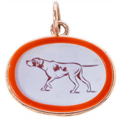 Agate Hunting Dog Pendant in Rose Gold 3