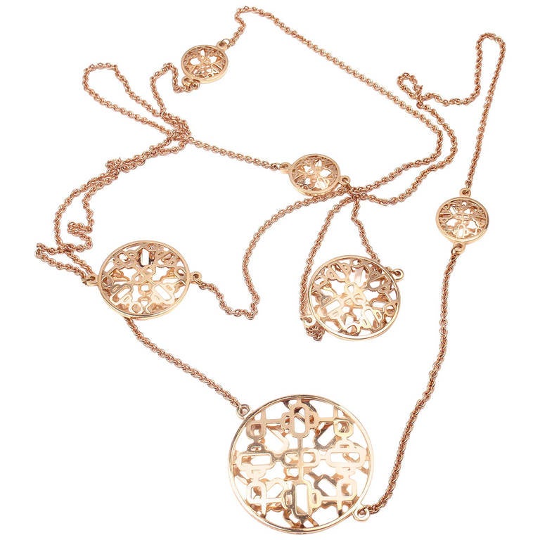 Hermes Chaine d'Ancre Passerelle Rose Gold Long Necklace