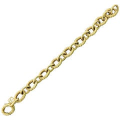 David Yurman Large Oval Cable Link Gold Bracelet