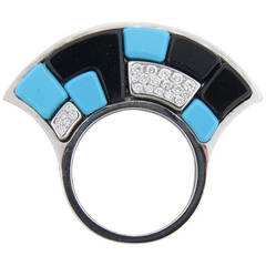 Georland France Onyx Turquoise Diamond Ring