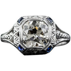 2.10 Carat Art Deco Diamond Engagement Ring