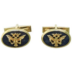 Gold Royal Eagle Blue Stone Cufflinks