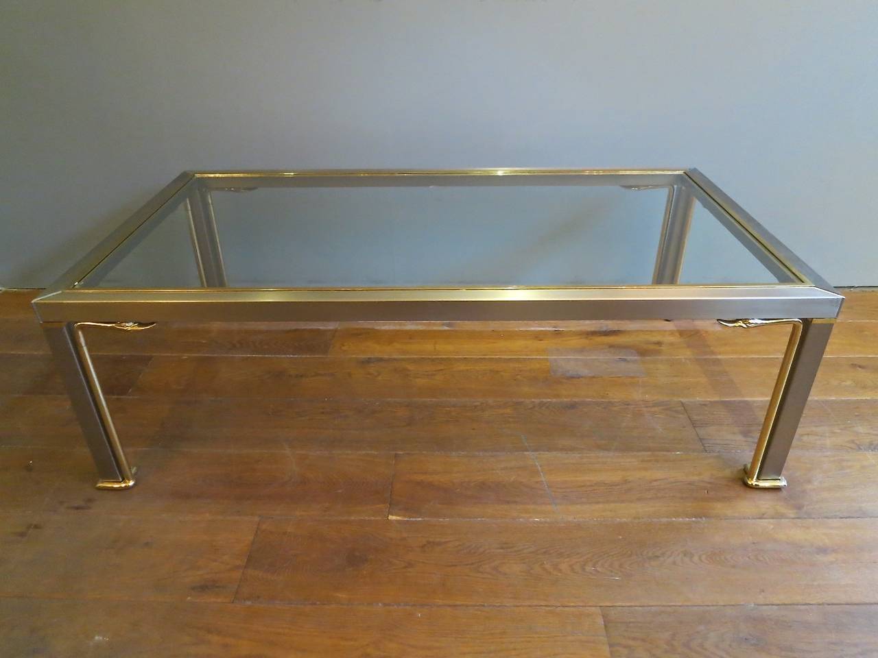 French Steel and Brass Coffee Table