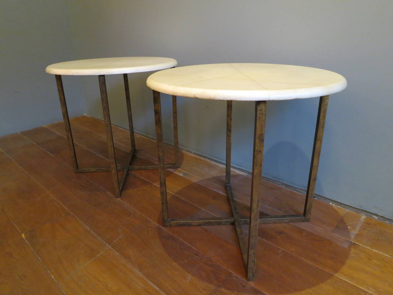 Pair of Parchment Side Tables at 1stDibs