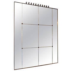 Italian Brass Framed Panelled Mirror