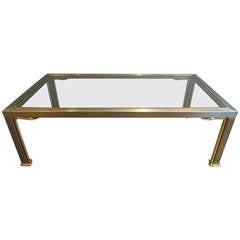 French Steel and Brass Coffee Table
