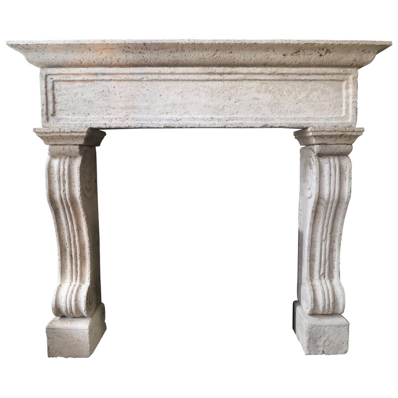 Italian Travertine Stone Fireplace Mantel at 1stdibs