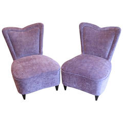 Pair of Italian Heart Shaped Slipper Chairs