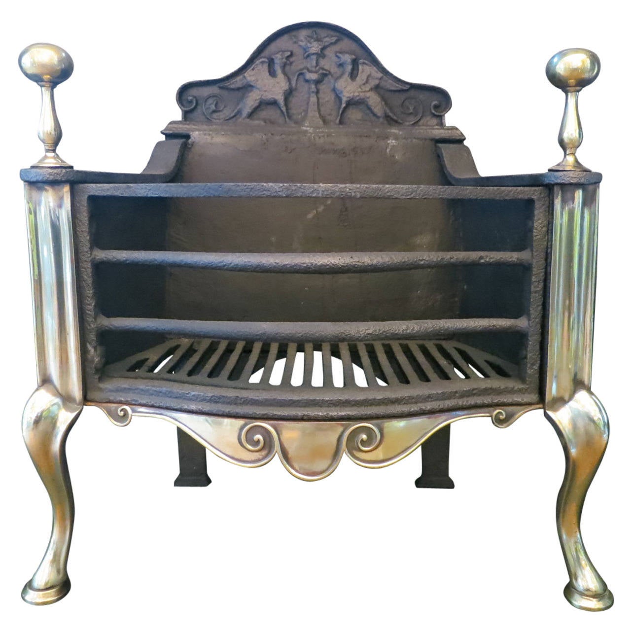 Antique Brass and cast iron fire basket by Thomas Elsley at 1stdibs