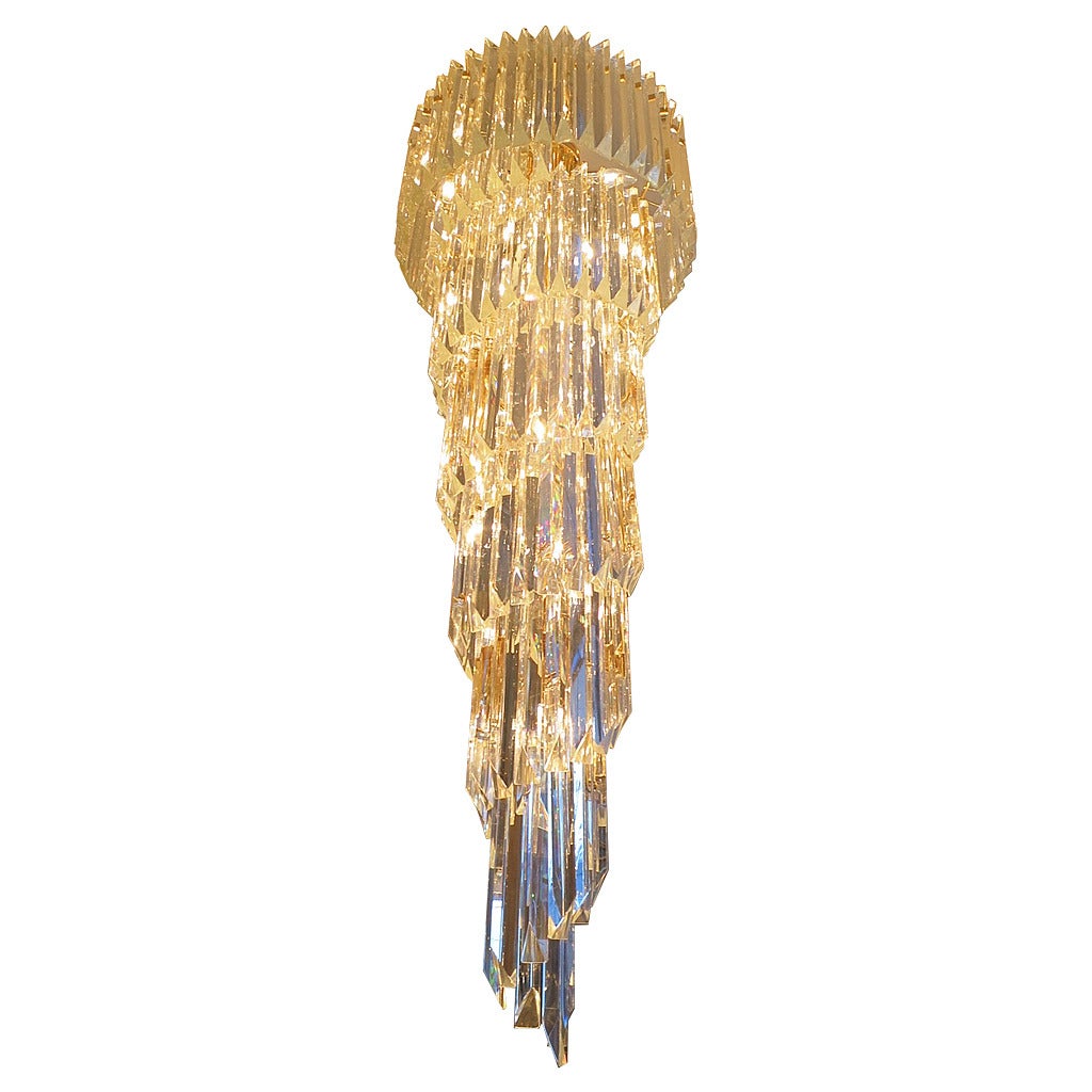 Large Murano Spiral Cascade Chandelier