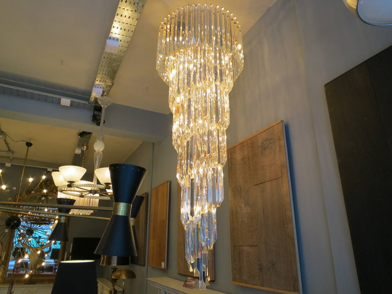 Italian Large Murano Spiral Cascade Chandelier