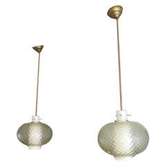 Vintage Pair of Murano Glass Pendant Lights