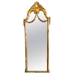 Antique French Gold Gilt Floor Standing  Mirror