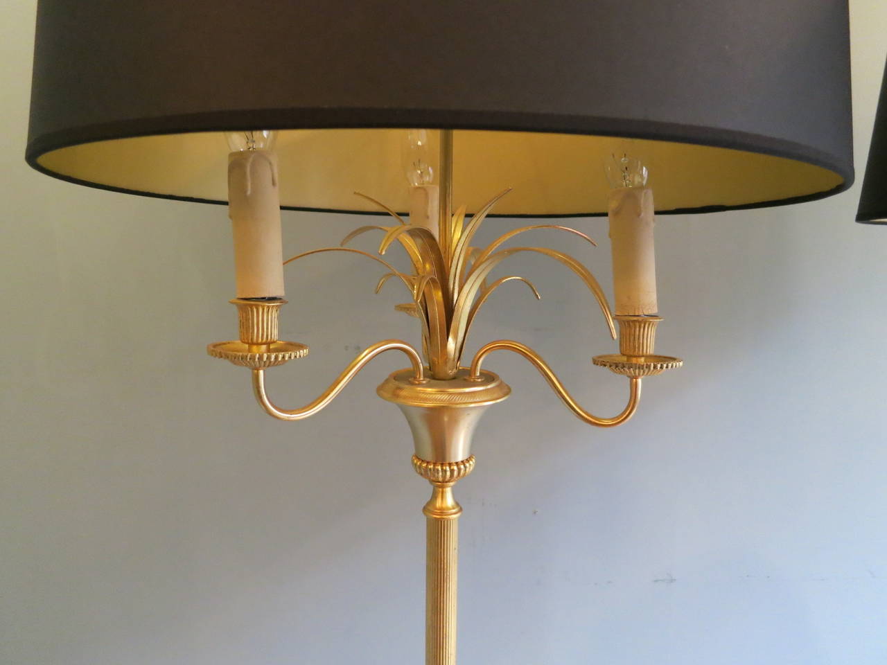Mid-20th Century Pair of French Brass Standard Lamps