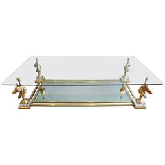 French Brass and Glass "Horse Head Table" by Maison Charles