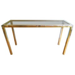 Italian Chrome and Brass Console Table