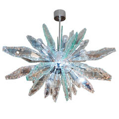 Italian Glass and Chrome Sputnik Chandelier Fontana Arte Style