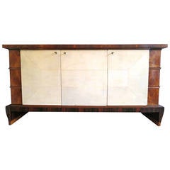 Italian Walnut and Parchment Sideboard or Cabinet