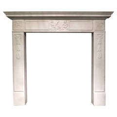 Antique Early 19th Century Italian Fireplace Mantel in Statuary White Marble