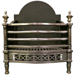 Antique Victorian Polished Steel Fire Basket
