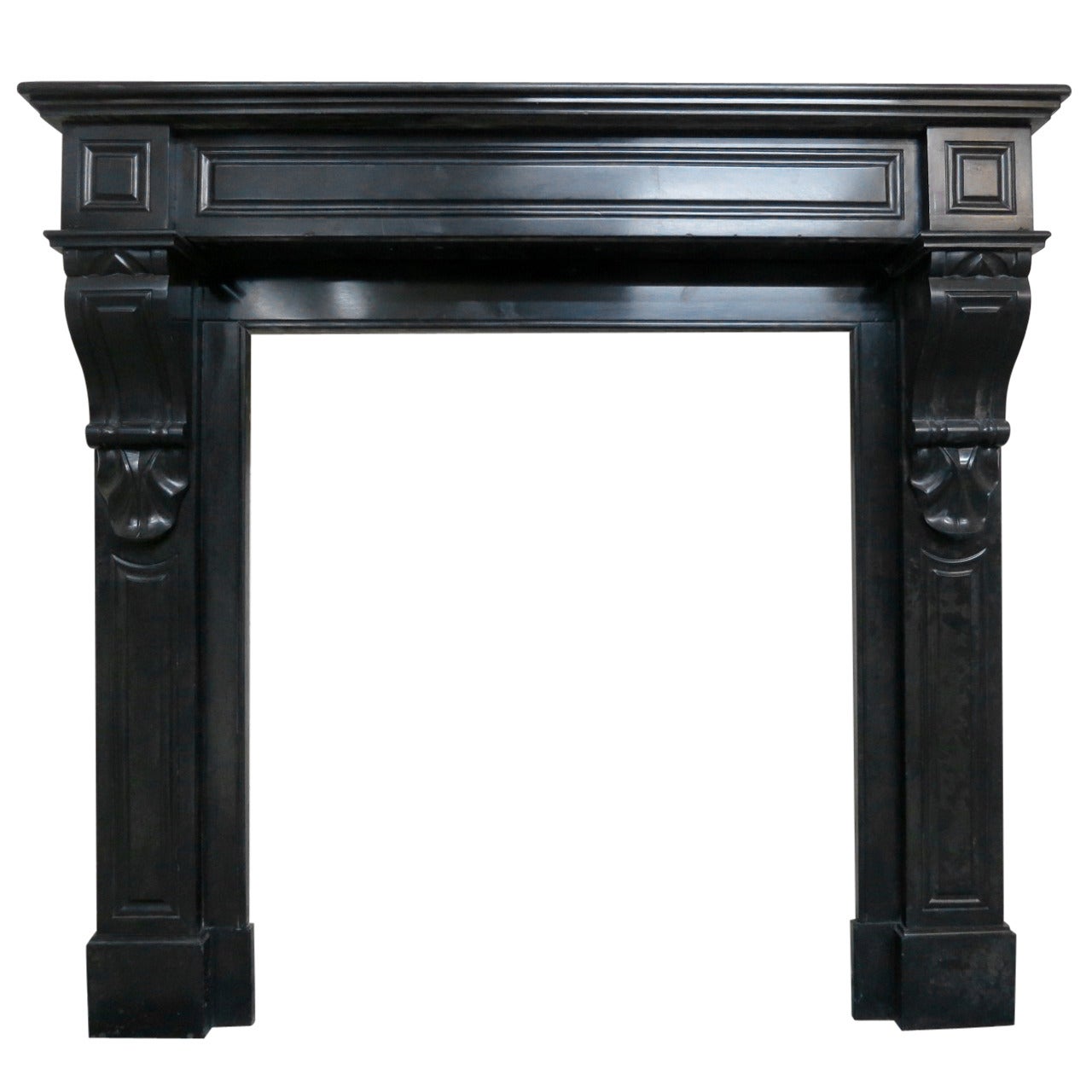 19th Century Louis XVI Style Belgian Black Marble Fireplace Mantel