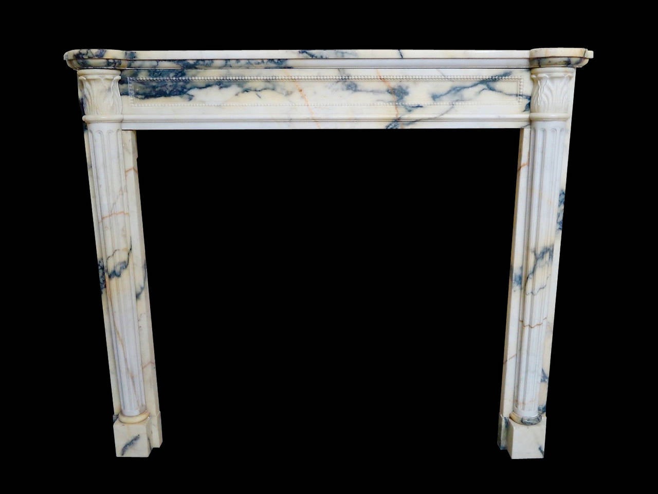 19th Century Antique French Louis XVI Style Fireplace Mantel in Panazeau Marble