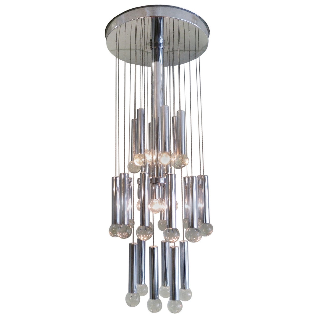 Italian Chrome Chandelier by Sciolari