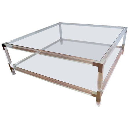 Large Square Lucite Coffee Table At 1stdibs, Statements By J Pia Chrome Coffee Table