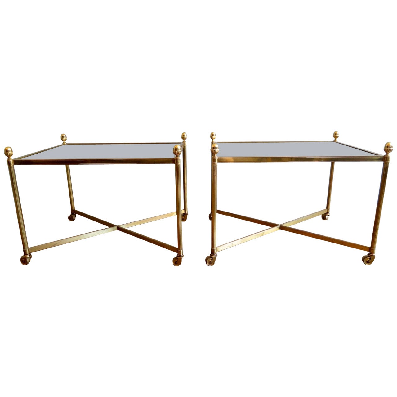 Pair of 1950s French Brass Side Tables