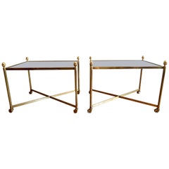 Pair of 1950s French Brass Side Tables Pair of 1950s French Brass Side Tables
